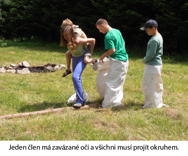 Jeden člen má zavázané oči a všichni musí projít okruhem.