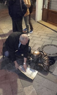 Čáp zabloudil v kanálu